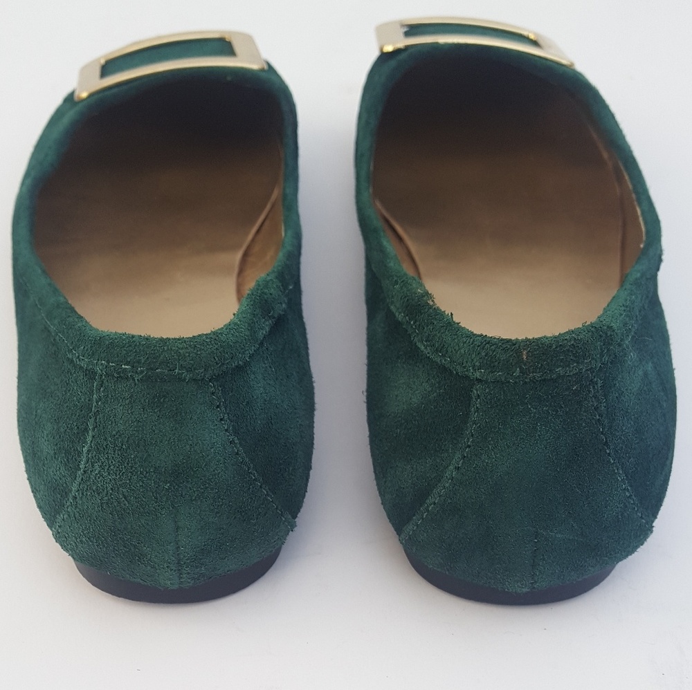 Yellow Box Leather Flats 6.5 Gold Buckel Toe NICE! - Picture 4 of 7